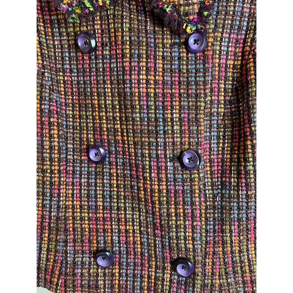 Talbot's Blazer Jacket Women's 10 Multi Colored Woven Frayed Edge Dbl Breasted - Picture 4 of 8